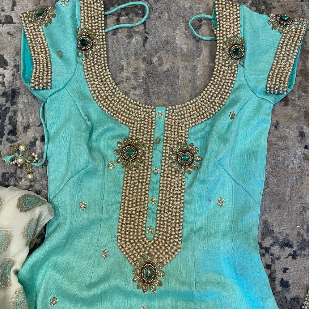 Beautiful sky blue punjabi suit